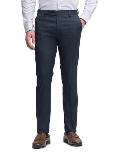 Arrow Men's Dobby Hudson Tailored Fit Trousers (ARALTR2044_Navy_38)