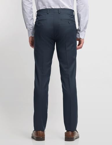 Arrow Men's Dobby Hudson Tailored Fit Trousers (ARALTR2044_Navy_38)