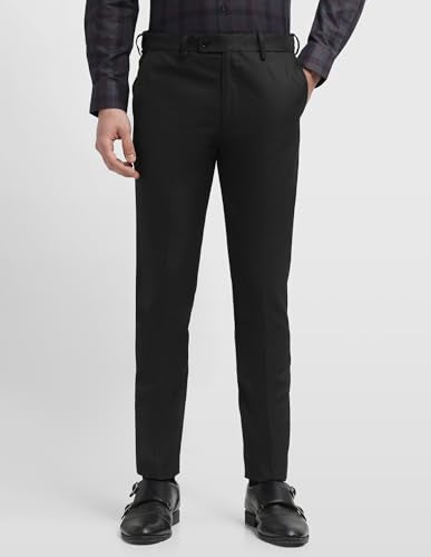 Arrow Men's Hudson Regular Fit Dobby Trousers (ARALTR2067_Black_32)