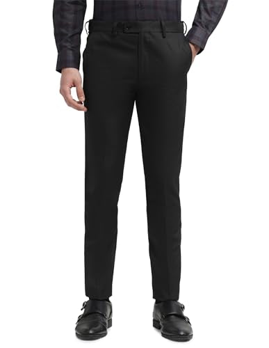 Arrow Men's Hudson Regular Fit Dobby Trousers (ARALTR2067_Black_32)