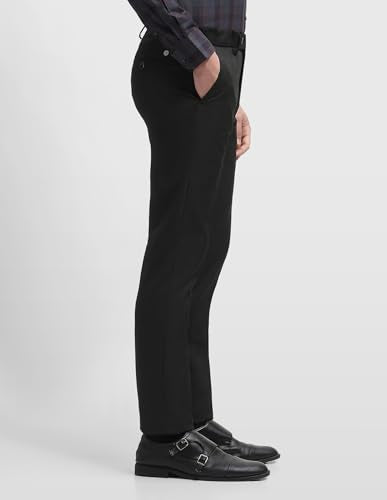 Arrow Men's Hudson Regular Fit Dobby Trousers (ARALTR2067_Black_32)