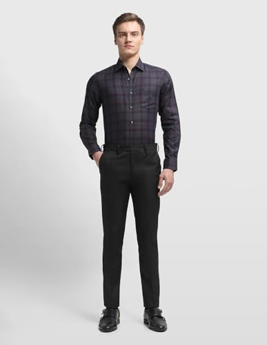 Arrow Men's Hudson Regular Fit Dobby Trousers (ARALTR2067_Black_32)