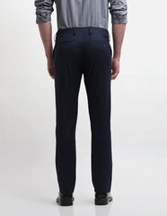 Arrow Men's Hudson Tailored Regular Fit Dobby Trousers (ARALTR2083_Navy_32)