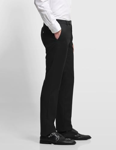 Arrow Men's Dobby Hudson Tailored Fit Trousers (ARALTR2087_Black_32)