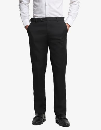 Arrow Men's Dobby Hudson Tailored Fit Trousers (ARALTR2087_Black_32)