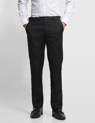 Arrow Men's Dobby Hudson Tailored Fit Trousers (ARALTR2087_Black_32)