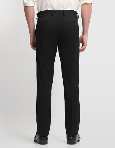Arrow Men's Hudson Tailored Fit Super Black Trousers (ARALTR2152_Black_32)