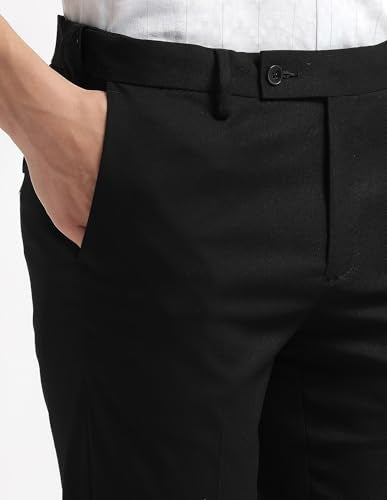 Arrow Men's Hudson Tailored Regular Fit Super Black Trousers