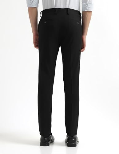 Arrow Men's Hudson Tailored Regular Fit Super Black Trousers