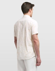 Arrow Sport men's floral print casual shirt in sage and sun colors featuring a button-up design and classic collar.