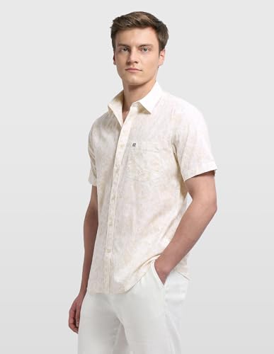 Arrow Sport men's sage and sun floral printed casual shirt, short sleeve, with a button-up front and floral pattern.