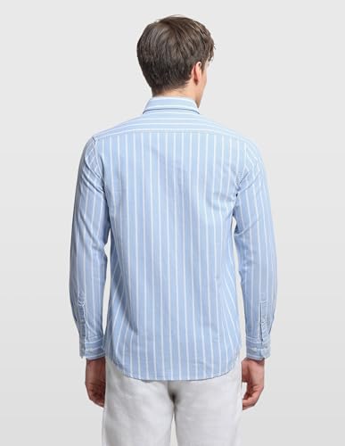 Arrow Sport Men's Vertical Striped Aquarelle Drift Shirt (ASALSH1424_Blue_39)