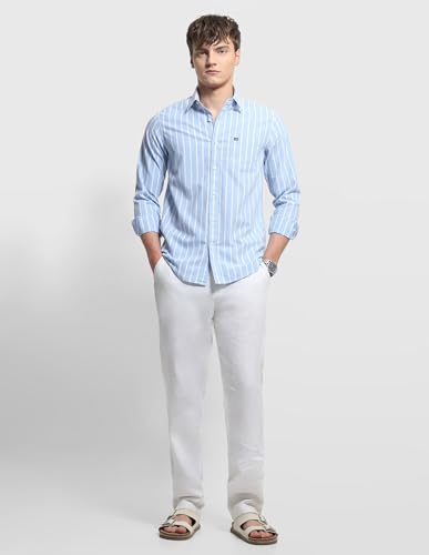 Arrow Sport Men's Vertical Striped Aquarelle Drift Shirt (ASALSH1424_Blue_39)