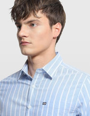 Arrow Sport Men's Vertical Striped Aquarelle Drift Shirt (ASALSH1424_Blue_39)