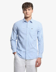Arrow Sport Men's Vertical Striped Aquarelle Drift Shirt (ASALSH1424_Blue_39)