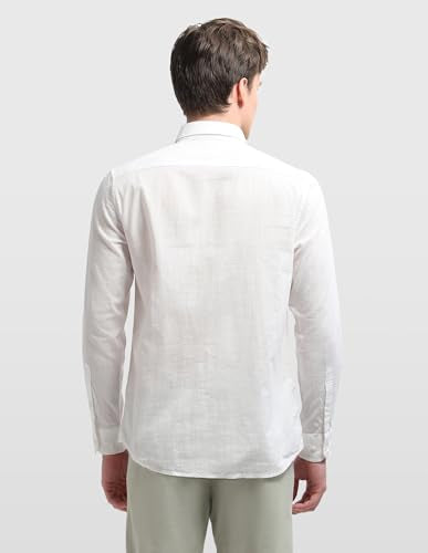 Arrow Sport men's slim fit sage and sun casual shirt with a button-down collar, displayed on a hanger.