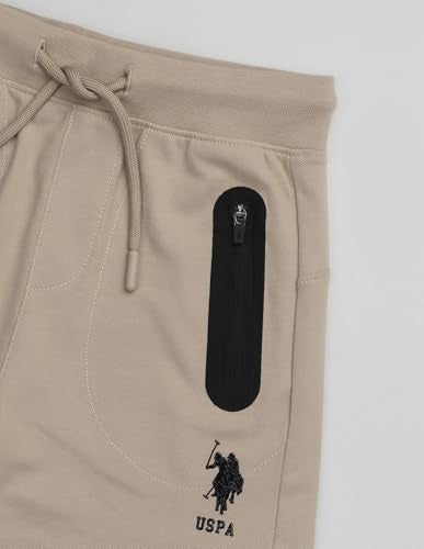 USPA Kids Boys Mid Rise Regular Fit Shorts (UKSRT0482_Beige_8-9 Y)