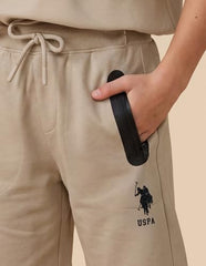 USPA Kids Boys Mid Rise Regular Fit Shorts (UKSRT0482_Beige_8-9 Y)