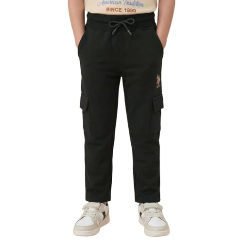 USPA Kids Boys Solid Regular Fit Track Pants (UKTRK0377_Dark Green_8-9 Years)