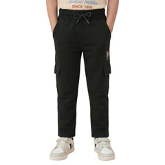 USPA Kids Boys Solid Regular Fit Track Pants (UKTRK0377_Dark Green_8-9 Years)