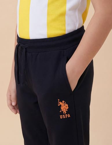 USPA Kids Boys Mid Rise Solid Joggers (UKTRK0381_Navy_6-7 Years)