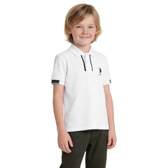 USPA Kids Boys Solid Regular Fit Polo Shirt (UKTSH2251_White_8-9 Years)