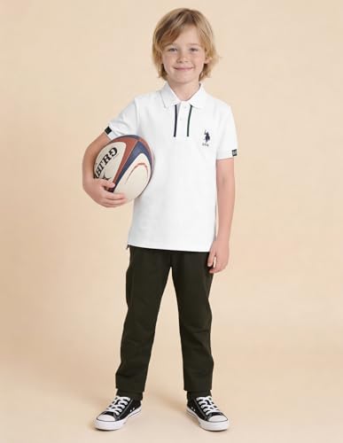 USPA Kids Boys Solid Regular Fit Polo Shirt (UKTSH2251_White_8-9 Years)