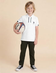 USPA Kids Boys Solid Regular Fit Polo Shirt (UKTSH2251_White_8-9 Years)