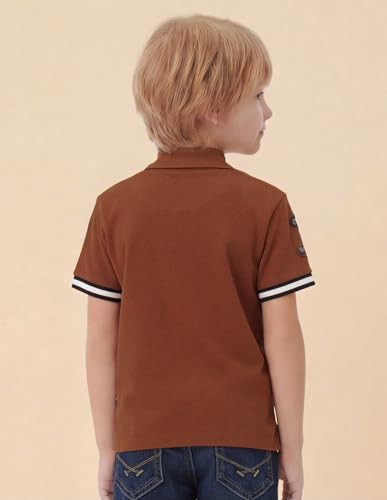 USPA Kids Boys Solid Regular Fit Polo Shirt (UKTSH2255_Light Brown_8-9Y)