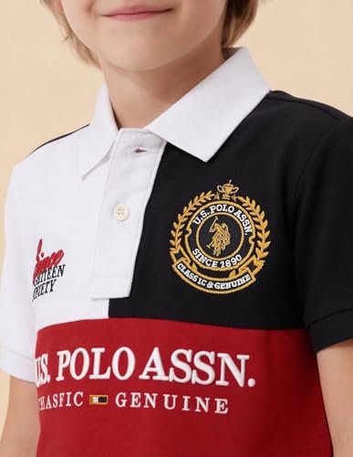USPA Kids Boys Colorblock Brand Embroidered Regular Fit Polo Shirt (UKTSH2261_Dark Red_3-4 Years)