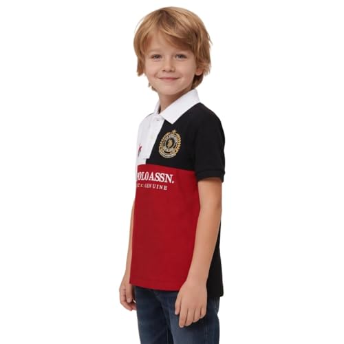 USPA Kids Boys Colorblock Brand Embroidered Regular Fit Polo Shirt (UKTSH2261_Dark Red_3-4 Years)