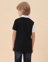 USPA Kids Boys Colorblock Brand Embroidered Regular Fit Polo Shirt (UKTSH2261_Dark Red_3-4 Years)
