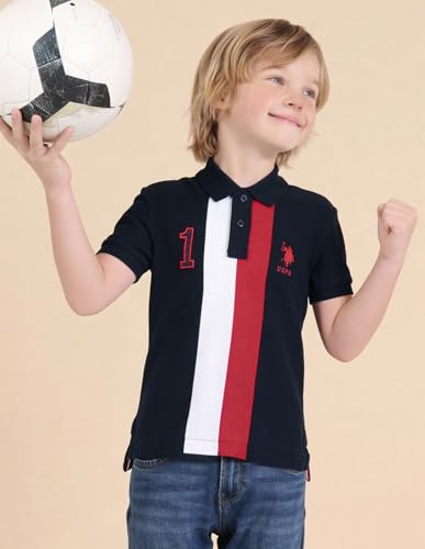 USPA Kids Boys Numeric Embroidered Regular Fit Polo Shirt