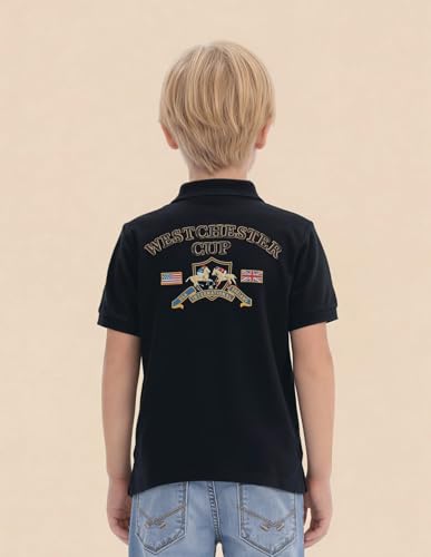 USPA Kids Boys Brand Embroidered Regular Fit Polo Shirt (UKTSH2274_Navy_13-14Y)