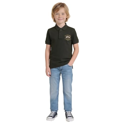 USPA Kids Boys Brand Embroidered Regular Fit Polo Shirt (UKTSH2276_Olive_9-10Y)