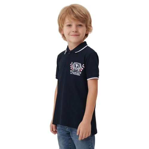 USPA Kids Boys Solid Regular Fit Polo Shirt (UKTSH2308_Navy_3-4 Y)