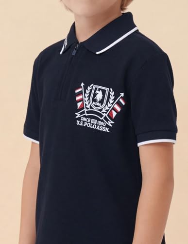 USPA Kids Boys Solid Regular Fit Polo Shirt (UKTSH2308_Navy_3-4 Y)