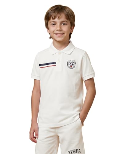 USPA Kids Boys Solid Regular Fit Polo Shirt (UKTSH2319_White_2-3 Y)