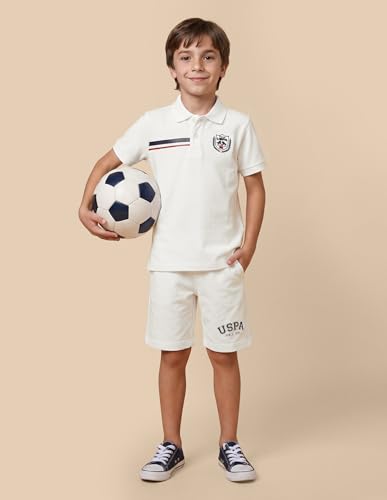 USPA Kids Boys Solid Regular Fit Polo Shirt (UKTSH2319_White_2-3 Y)
