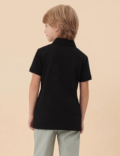 USPA Kids Boys Textured Brand Stripe Regular Fit Polo Shirt (UKTSH2326_Black_12 Months)