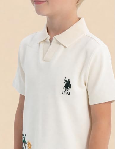 USPA Kids Boys Brand Embroidered Polo Shirt (UKTSH2336_Off White_4-5 Years)