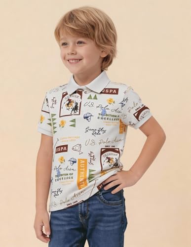 USPA Kids Boys Graphic Brand Printed Regular Fit Polo Shirt