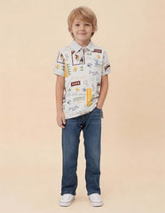 USPA Kids Boys Graphic Brand Printed Regular Fit Polo Shirt