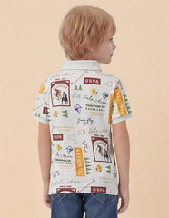 USPA Kids Boys Graphic Brand Printed Regular Fit Polo Shirt