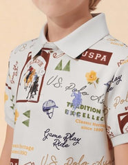 USPA Kids Boys Graphic Brand Printed Regular Fit Polo Shirt