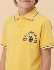 USPA Kids Boys Graphic Brand Printed Regular Fit Polo Shirt (UKTSH2366_Light Yellow_2-3 Years)