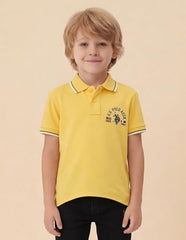 USPA Kids Boys Graphic Brand Printed Regular Fit Polo Shirt (UKTSH2366_Light Yellow_2-3 Years)