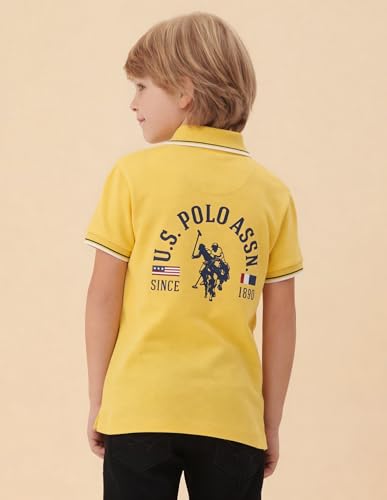 USPA Kids Boys Graphic Brand Printed Regular Fit Polo Shirt (UKTSH2366_Light Yellow_2-3 Years)