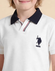 USPA Kids Boys Solid Regular Fit Polo Shirt (UKTSH2371_White_8-9 Y)