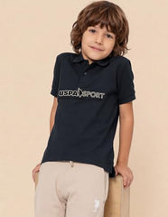 USPA Kids Boys Brand Embossed Regular Fit Polo Shirt (UKTSH2372_Teal_2-3 Y)